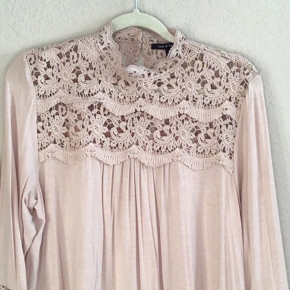 VICTORIAN lace ballet pink blouse with crochet lace details, never worn, Size L - Picture 3 of 10